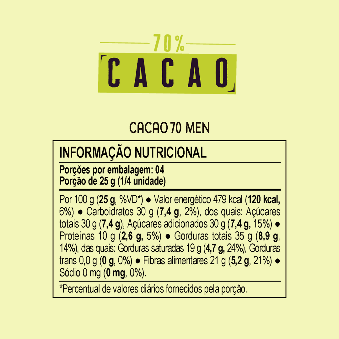 Choco Oz Amargo 70% Cacau Men 100g