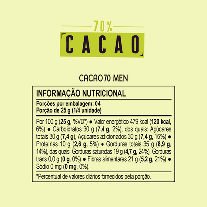 Choco Oz Amargo 70% Cacau Men 100g