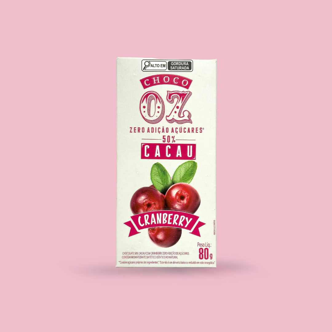 Choco Oz Zero Açúcar 50% Cacau com Cranberry 80g
