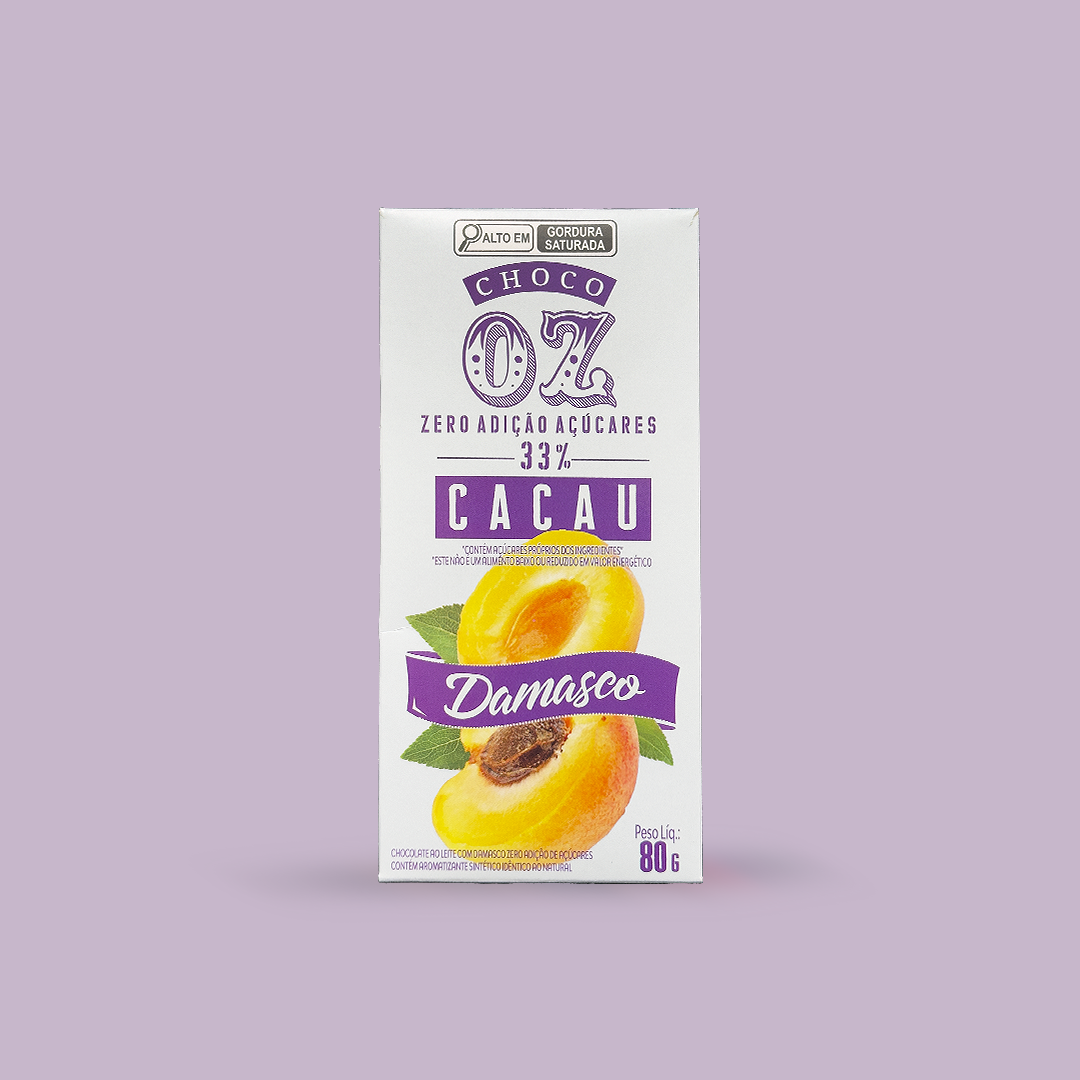 Choco Oz Zero Açúcar 33% Cacau com Damasco 80g