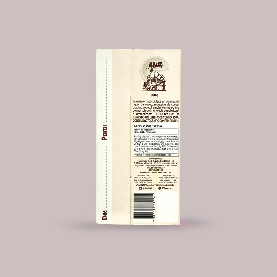Choco Oz Milk - Choco Oz ao Leite 100g