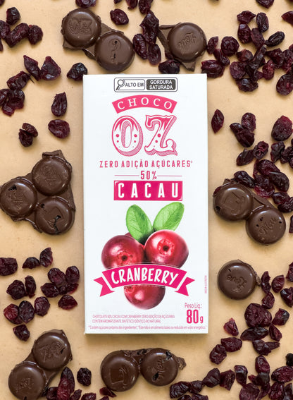 Choco Oz Zero Açúcar 50% Cacau com Cranberry 80g
